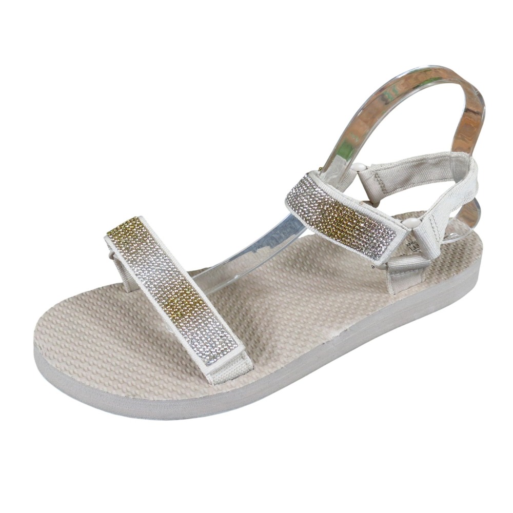 Time and Tru Rhinestone Women Sport Sandal Size 11 Summer Beach Beige Gold